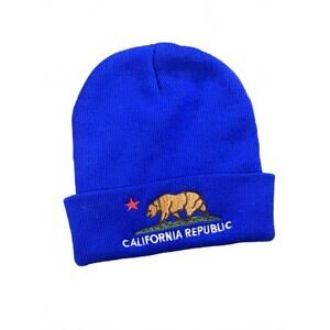Blue California Republic Embroidered Beanie Hat